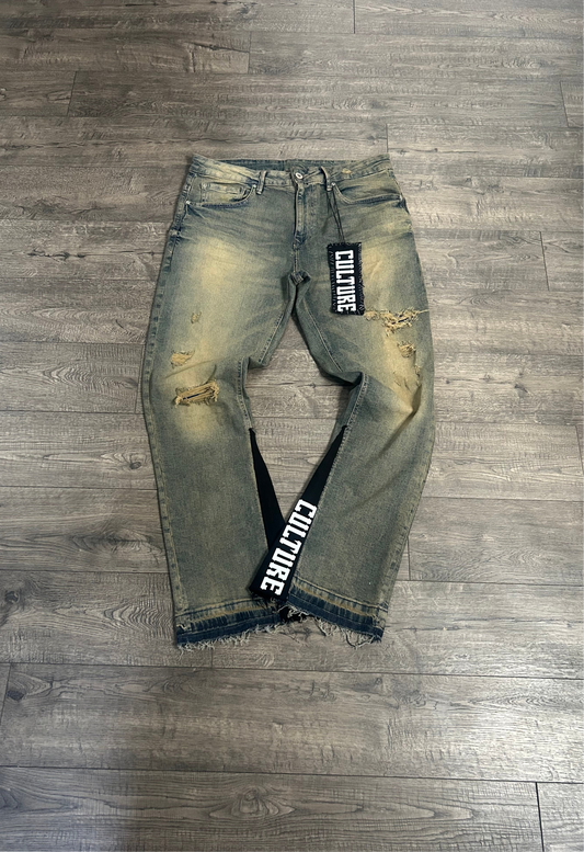 Culture stacked mud wash jeans